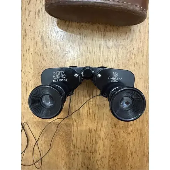 VTG Okaya Optical VISTA 6x15 Binoculars Field Spy Opera Glasses W/ Leather Case - Picture 3 of 10